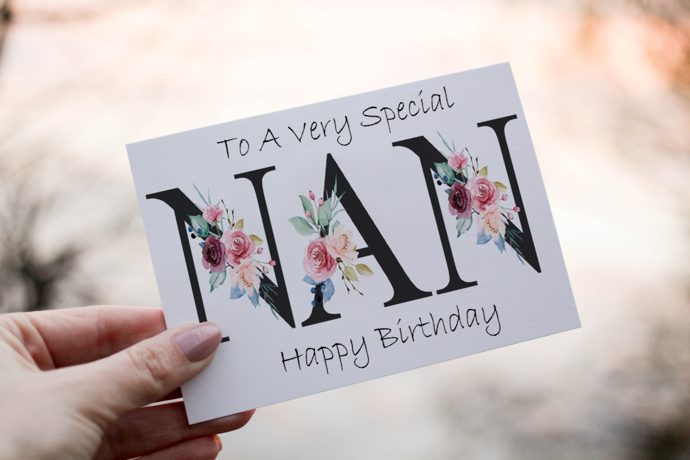 Letter Art Nan Birthday Card, Card for Nan, Birthday Card - Click Image to Close